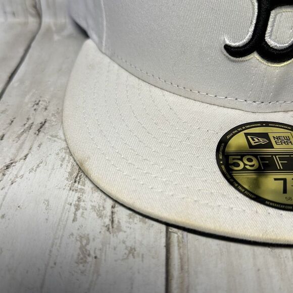 Boston Red Sox Lids New Era 59Fifty Black White Size 7-3/8 100% Cotton - Picture 2 of 10